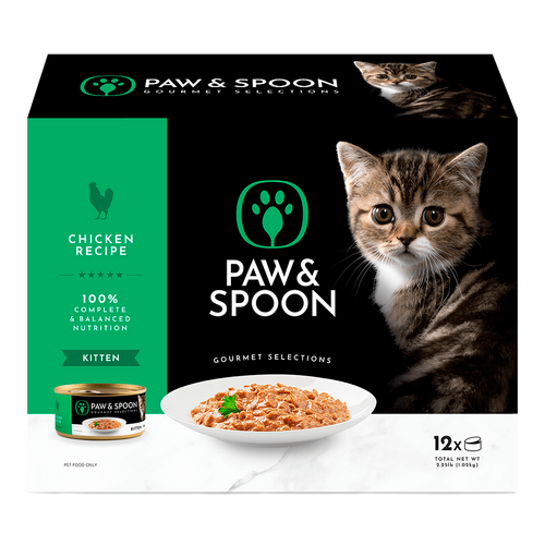 Paw And Spoon Wet Cat Kitten Food 12x85g Chicken to 12 Months
