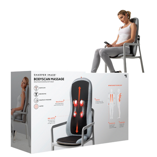 Sharper Image Massage Chair Pad With Heat Shiatsu Back Massager Seat Cushion
