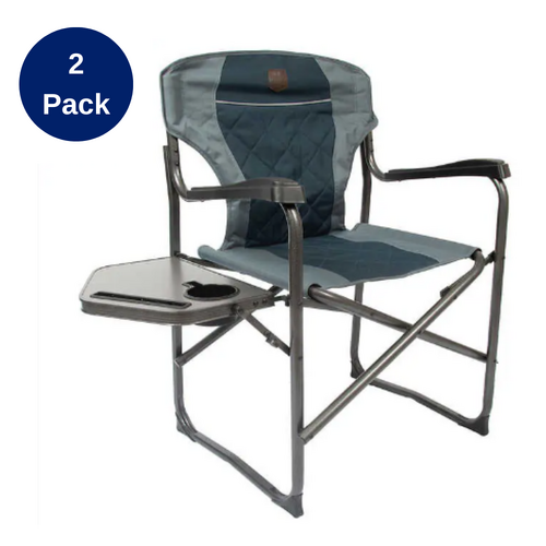 X2 Timber Ridge Directors Folding Chair Camp Outdoor Portable Seat with Side Table 2 Pack