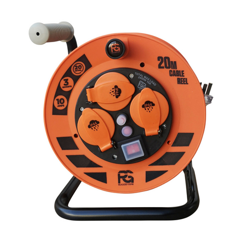 20m Retractable Power Extension Cord Lead Heavy Duty Cable Reel 3 Plug 10 Amp