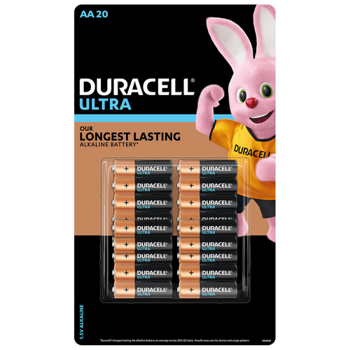 20 Pack Duracell Ultra AA Batteries Coppertop Alkaline Longest Lasting Battery