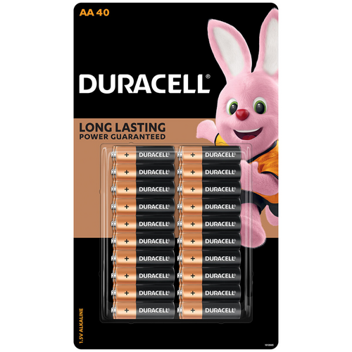 40 Pack Duracell AA Batteries Coppertop Alkaline Battery Bulk Pack