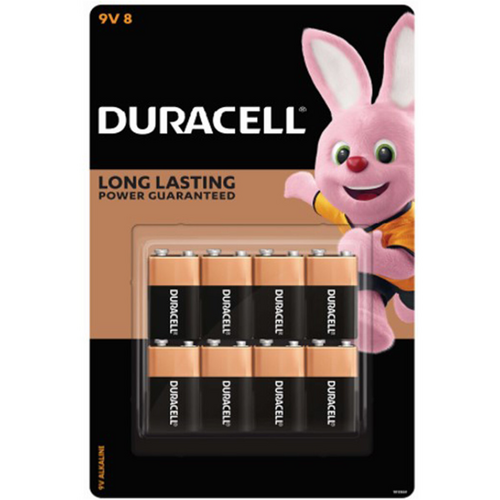 8 Pack Duracell 9V Batteries Coppertop Alkaline Battery Smoke Detector