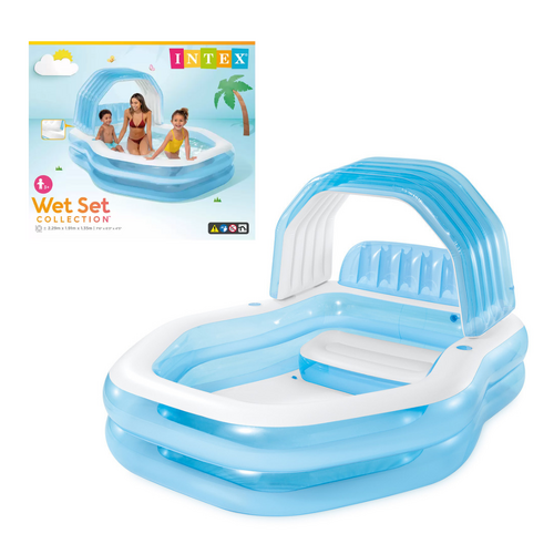 Intex Wet Set Inflatable Kids Pool With Removeable Sunshade Canopy  530L