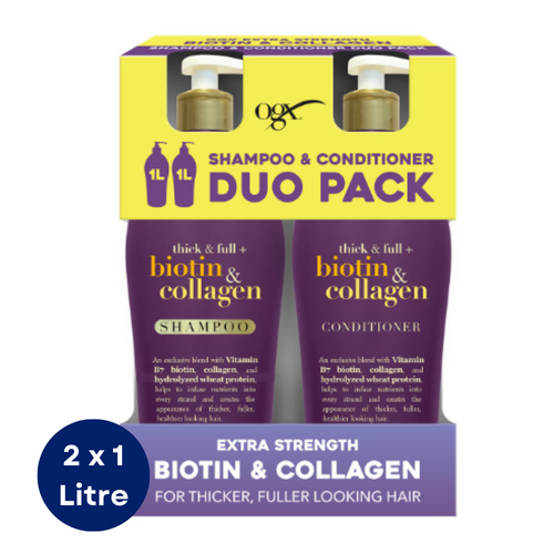 OGX Biotin Collagen Shampoo + Hair Conditioner 2L Extra Strength / Volume Humane