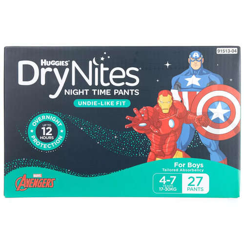Huggies DryNites Night Time Pants 4-7 Years Boys 2 Pack 54 Pants Boys Dry Nites