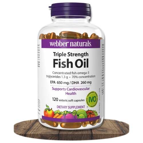 Webber Fish Oil 120 Capsules Triple Strength Omega 3 Supplement With EPA and DHA