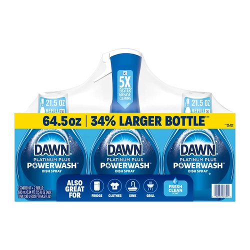 Dawn Platinum Plus Power Wash 3 Pack Dishwashing Detergent