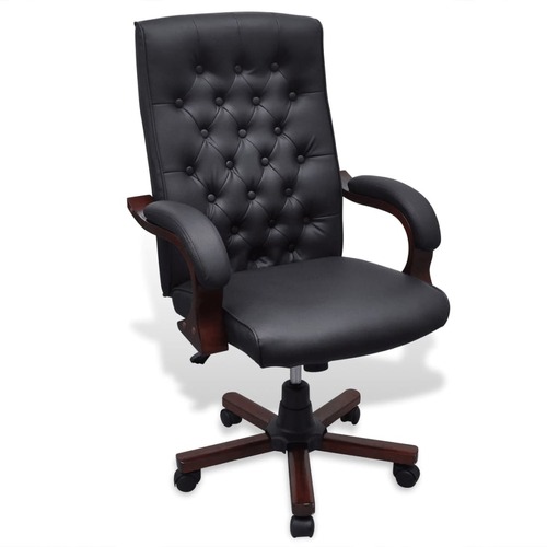 Chesterfield Office Chair Artificial Leather Black