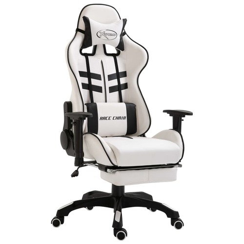 Gaming Chair with Footrest Black Faux Leather