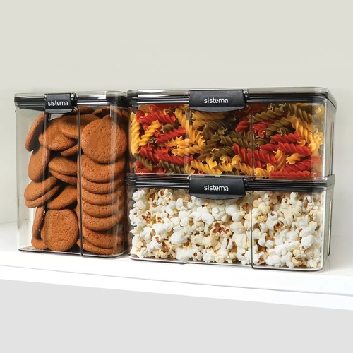 Sistema Food Storage Boxes X3 Stackable Pantry Containers Airtight BPA Free 