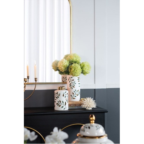 Botanical Lidded Jar 23.5cms tall. Whimsical display of botanical beauty. Perfect as a standalone accent.