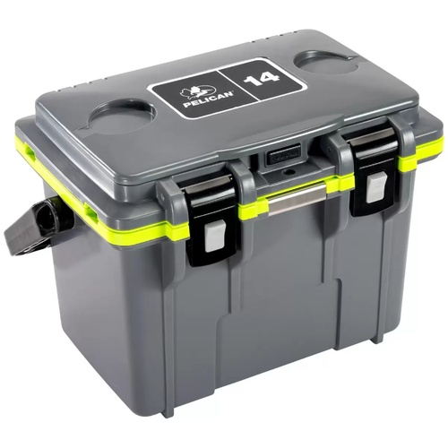 Pelican 13.25L Personal Cooler Portable Ice Box for Camping Fishing Travel Beach Grey