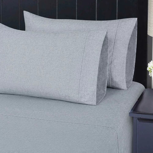 Sheet Set King Single Fitted Flat 4 Piece Soft Winter Sheets Pillowcase Tweed