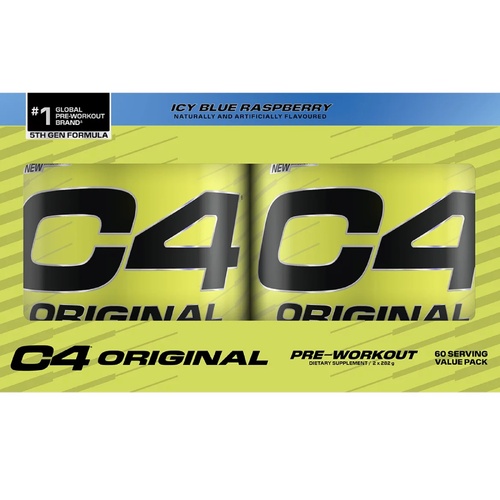 C4 Pre Workout Powder 2 Pack 120 Serves Icy Blue Raspberry Cellucor Energy