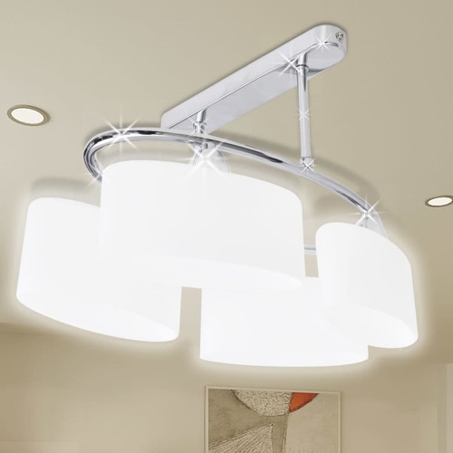 Ceiling Lamp with Ellipsoid Glass Shades for 4 E14 Bulbs