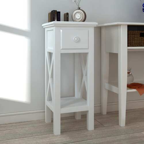 Side Table with Drawer White