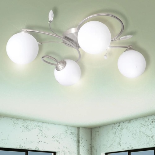 Ceiling Lamp Transparent Acrylic Leaves and Glass Shades for 4 G9Bulbs
