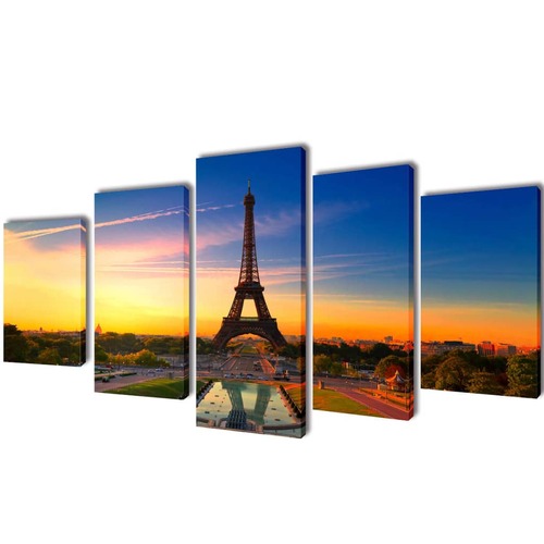 Canvas Wall Print Set Eiffel Tower 200 x 100 cm