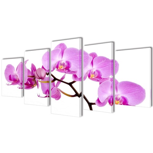 Canvas Wall Print Set Orchid 100 x 50 cm