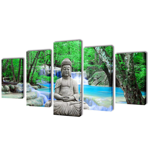Canvas Wall Print Set Buddha 100 x 50 cm