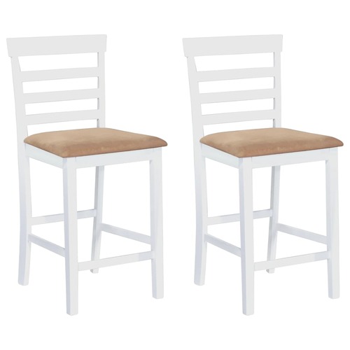 Bar Chairs 2 pcs White Fabric