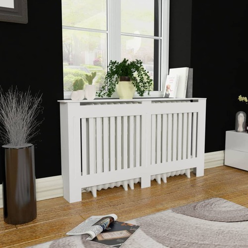 White MDF Radiator Cover Heating Cabinet 152 cm 