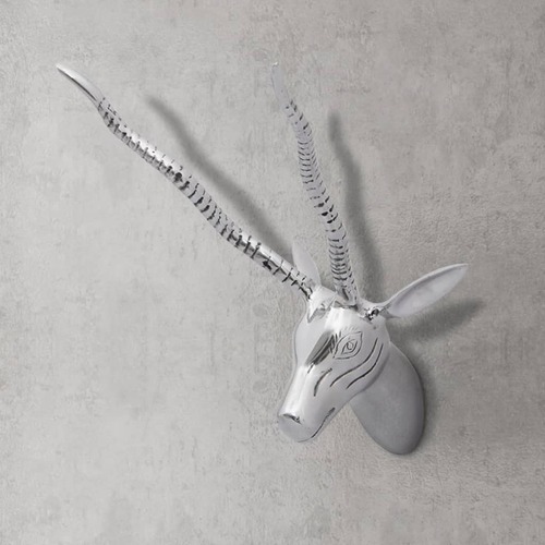 Wall Mounted Gazelle's Head Decoration Aluminium Silver 33 cm