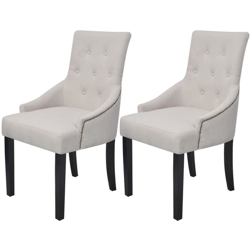 Dining Chairs 2 pcs Cream Grey Fabric