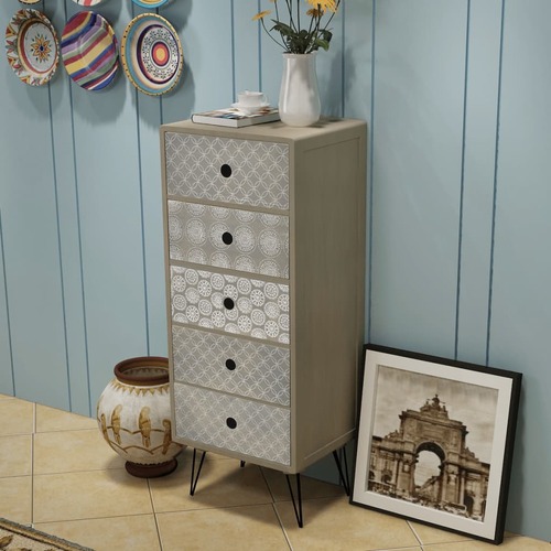 Side Cabinet 5 Drawers Grey