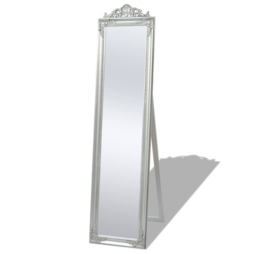 Free-Standing Mirror Baroque Style 160x40 cm Silver