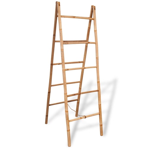 Double Towel Ladder with 5 Rungs Bamboo 50x160 cm