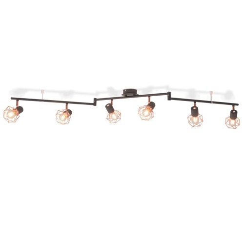 Ceiling Lamp with 6 Spotlights E14 Black and Copper