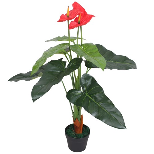 Artificial Anthurium Plant with Pot 90 cm Red and Yellow