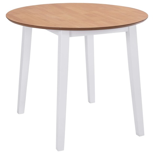 Drop-leaf Dining Table Round MDF White