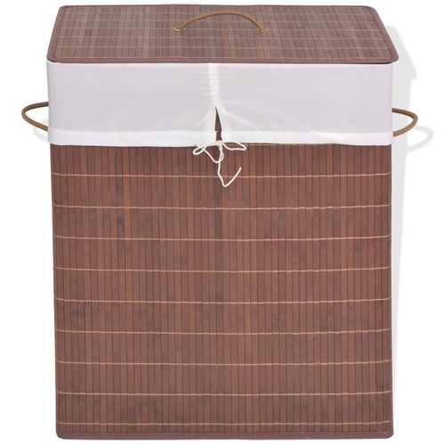 Bamboo Laundry Bin Rectangular Brown
