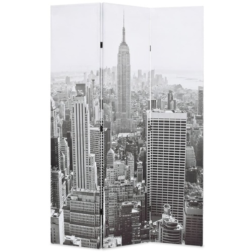 Folding Room Divider 120x180 cm New York by Day Black and White