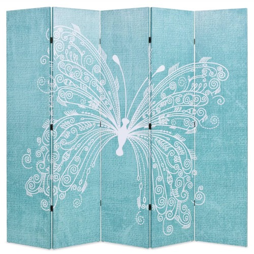 Folding Room Divider 200x180 cm Butterfly Blue