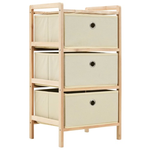 Storage Rack with 3 Fabric Baskets Cedar Wood Beige
