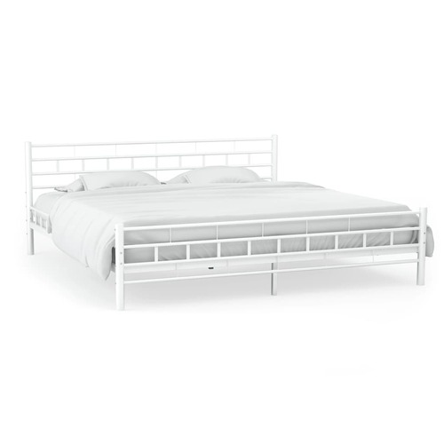 Bed Frame White Metal 137x187 cm  
