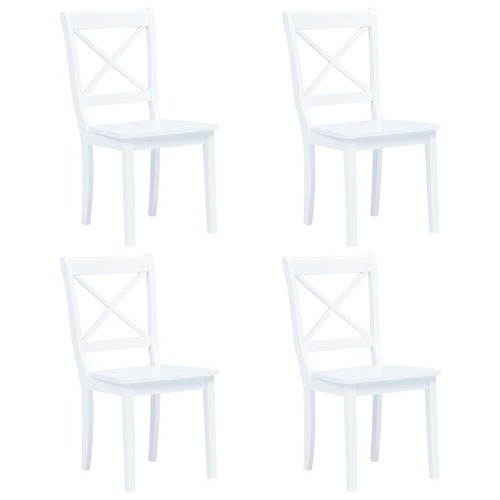 Dining Chairs 4 pcs White Solid Rubber Wood