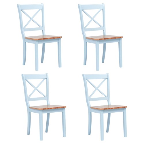 Dining Chairs 4 pcs Grey and Light Wood Solid Rubber Wood