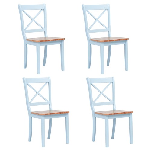 Dining Chairs 4 pcs Grey and Light Wood Solid Rubber Wood