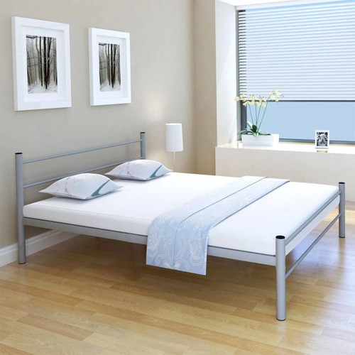 Bed Frame Grey Metal 153x203 cm Queen Size