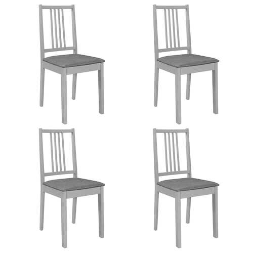 Dining Chairs with Cushions 4 pcs Grey Solid Wood