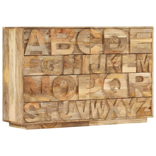Alphabet Cabinet with 6 Drawers 120x35x79 cm Solid Mango Wood