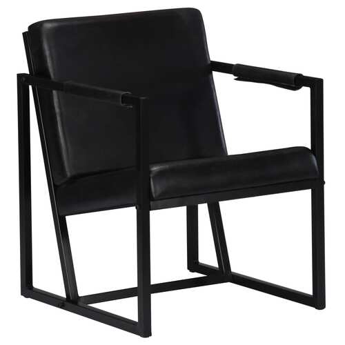 Armchair Black Real Leather