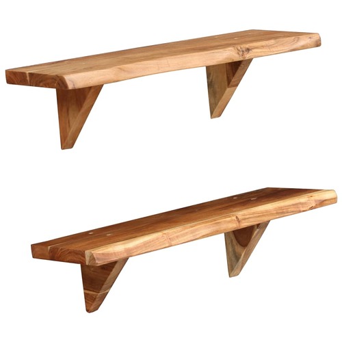 Wall Shelves 2 pcs 60x20x18 cm Solid Acacia Wood
