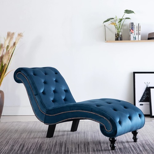 Chaise Lounge Blue Velvet