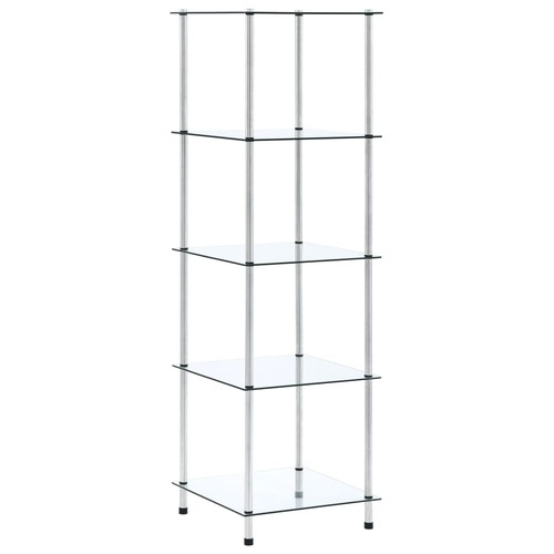 5-Tier Shelf Transparent 40x40x130 cm Tempered Glass